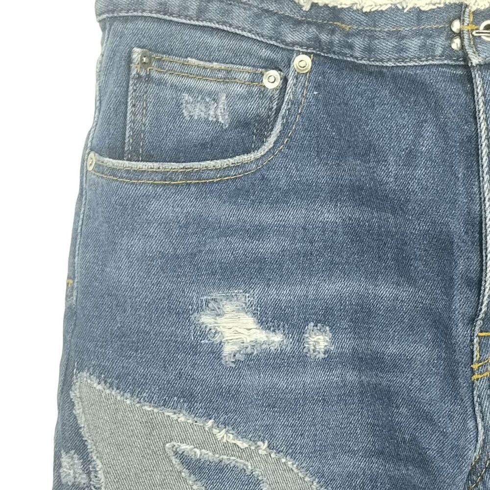 Just Cavalli New York Straight Distressed Patch Jeans Sz 30 - Picture 5 of 11